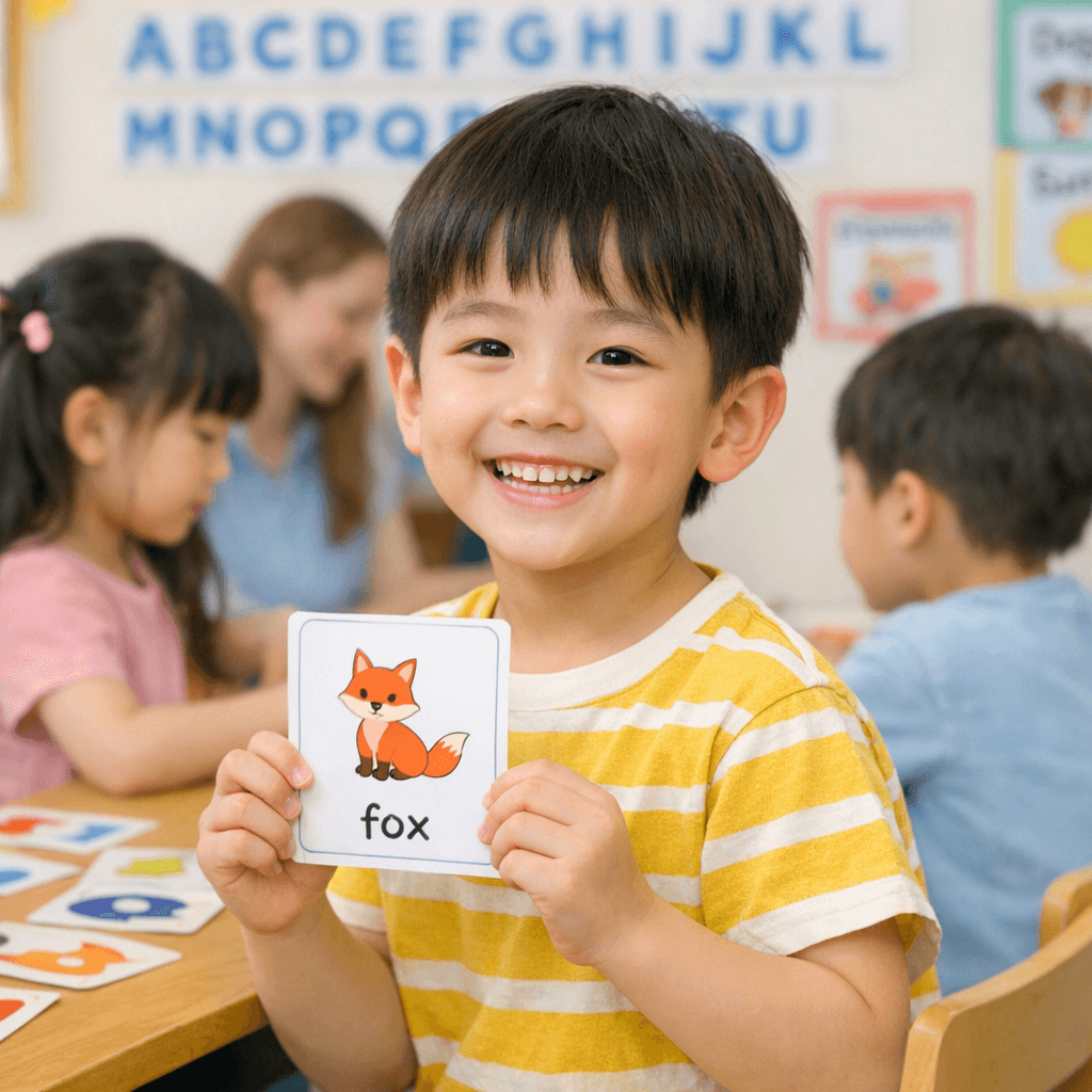 영어 수업에 참여하며 웃는 아이들